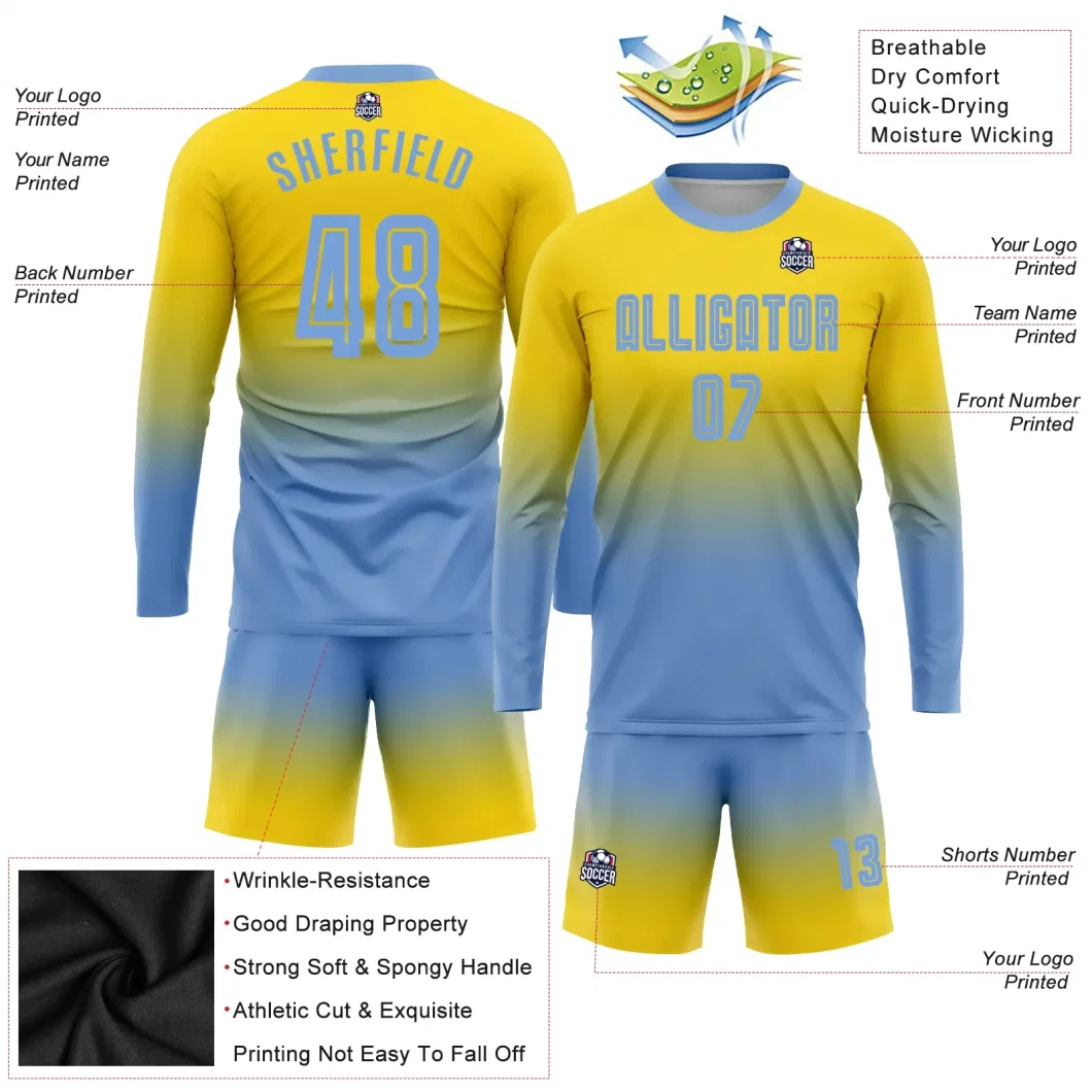 Custom Padded Goalie Shirt Sponge Protector Blue Men&prime;s Goalkeeper Soccer Jerseys Patchwork Football Jersey