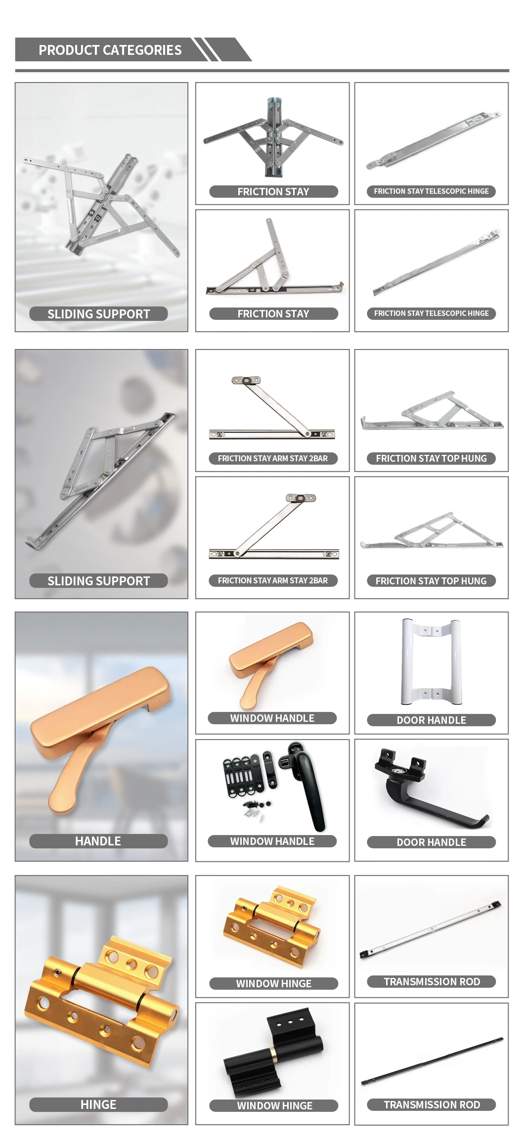 Factory Supply Stainless Steel Hardware Casement Window Hinge Friction Stays Window Hardware Fittings