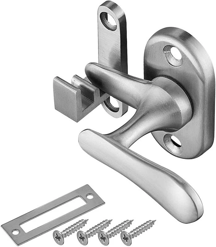 Window Door Automatic Barrel Bolt Latch Lock Silver Tone