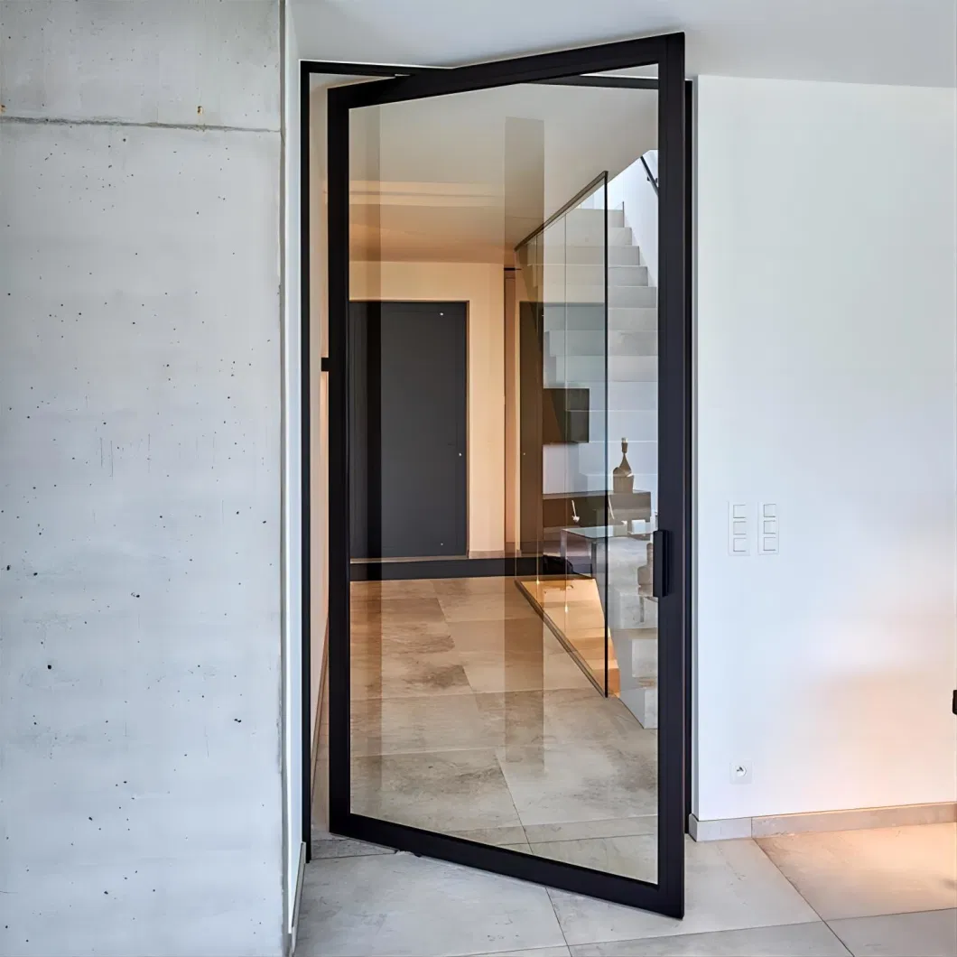 Sixinalu Aluminum Profile Building Material Custom Made Luxury Villa Exterior Front Door Entrance Glass Iron Metal Security Steel Pivot Door