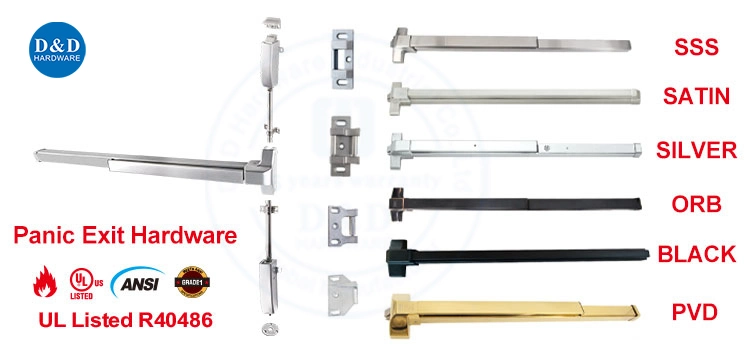ANSI UL Listed Panic Lock Bar Stainless Steel Fire Rated Hardware Lock Length Rod Commercial Panic Exit Device Door Lock Fire Exit Rim Hardware Push Panic Bar