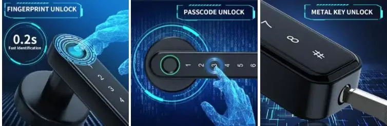 Double Latch Fingerprint Pass Code Smart Key Bedroom Home Handle Door Lock
