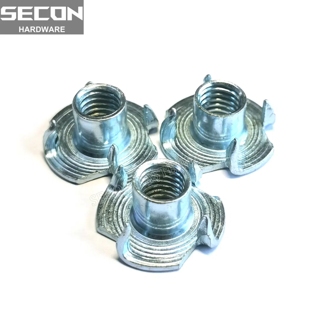 China Factory Custom Factory Price 4 Prong Tee Blind Insert Nut Furniture Nut Carbon Steel / Stainless Steel