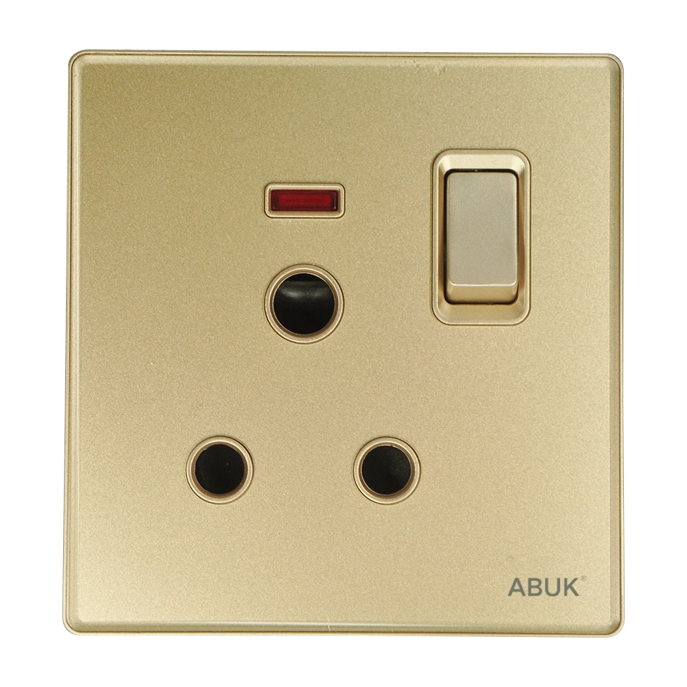 Abuk 15A 250V Luxury Baby Safety 1 Gang Light Control Electric Wall Switch Socket Power Plugs and Sockets for Home