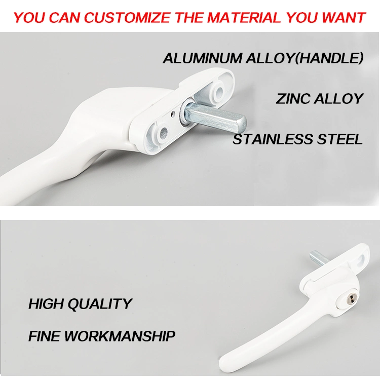 ISO9001 White Cranked Espag UPVC Window Door Cabinet Hardware Handle