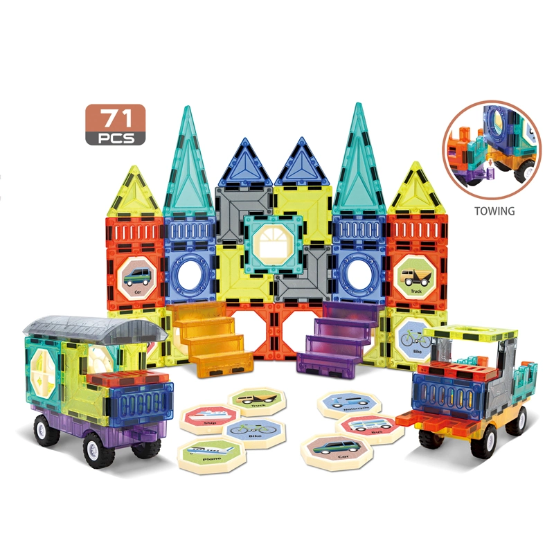 Magnetic Building Blocks Kids Colored Window Toy Car Building Tiles Toy Vehicle Set Magnetic Tiles Kids Magnetic Blocks