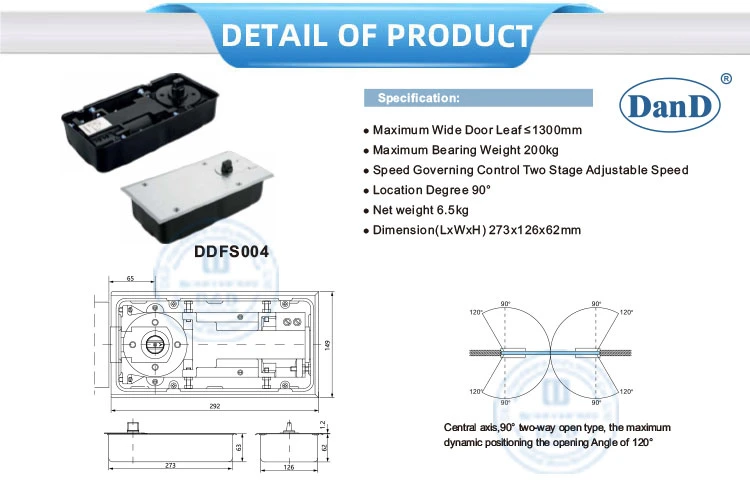 Hydraulic Automatic Glass Door Hidden Square Hardware Floor Spring Door Closer