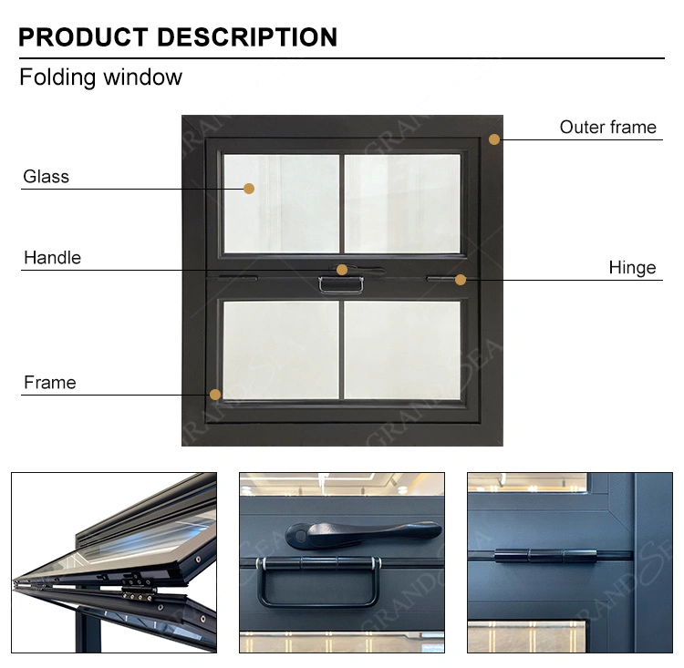 Wholesale New Grill Design House Custom Double Glazed Metal Glass Folding Windows Aluminum Window