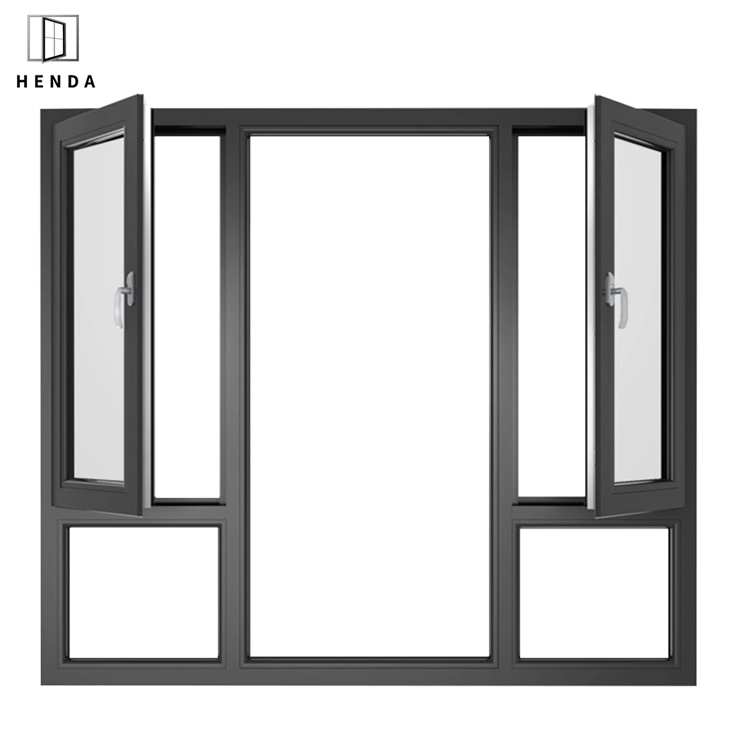 Aluminum Metal Aluminium Profile New Grill Design Fibre Glass Frameless Hurricane Impact Casement Window