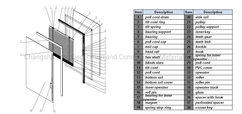 Aluminum Interior Mini Blinds 5+19+5 for Window and Door