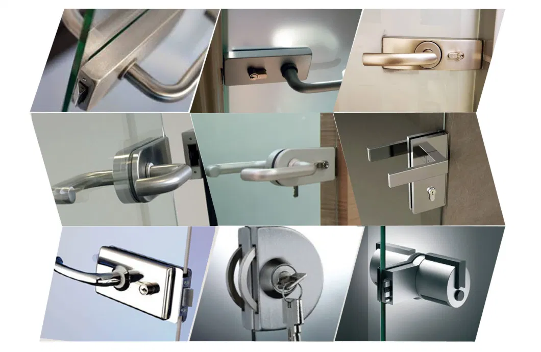 Aluminum Double Side Frameless Glass Sliding Door Handle Key Lock