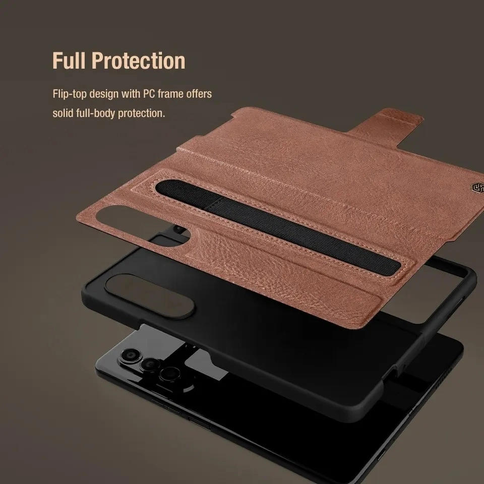 for Msung Galaxy Z Fold 5 &amp; 4 Case Nillkin Luxury Leather Stand Cover with Pen Slot Stylus S-Pen Socket for Galaxy Fold4 &amp; 3