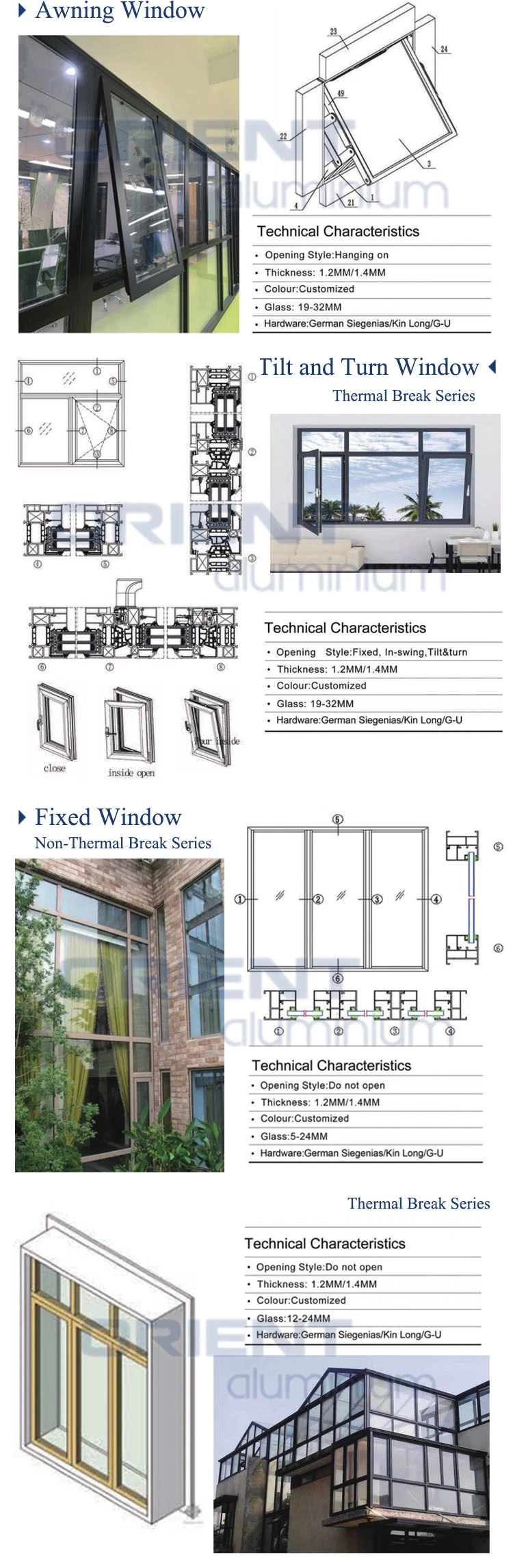 Wholesale New Design Aluminium Double Glazed Metal Folding Windows