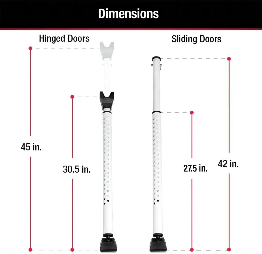 Kaiying Door Security Bar, Home Security Door Stopper, Adjustable From 27-1/2 in. to 42 in.