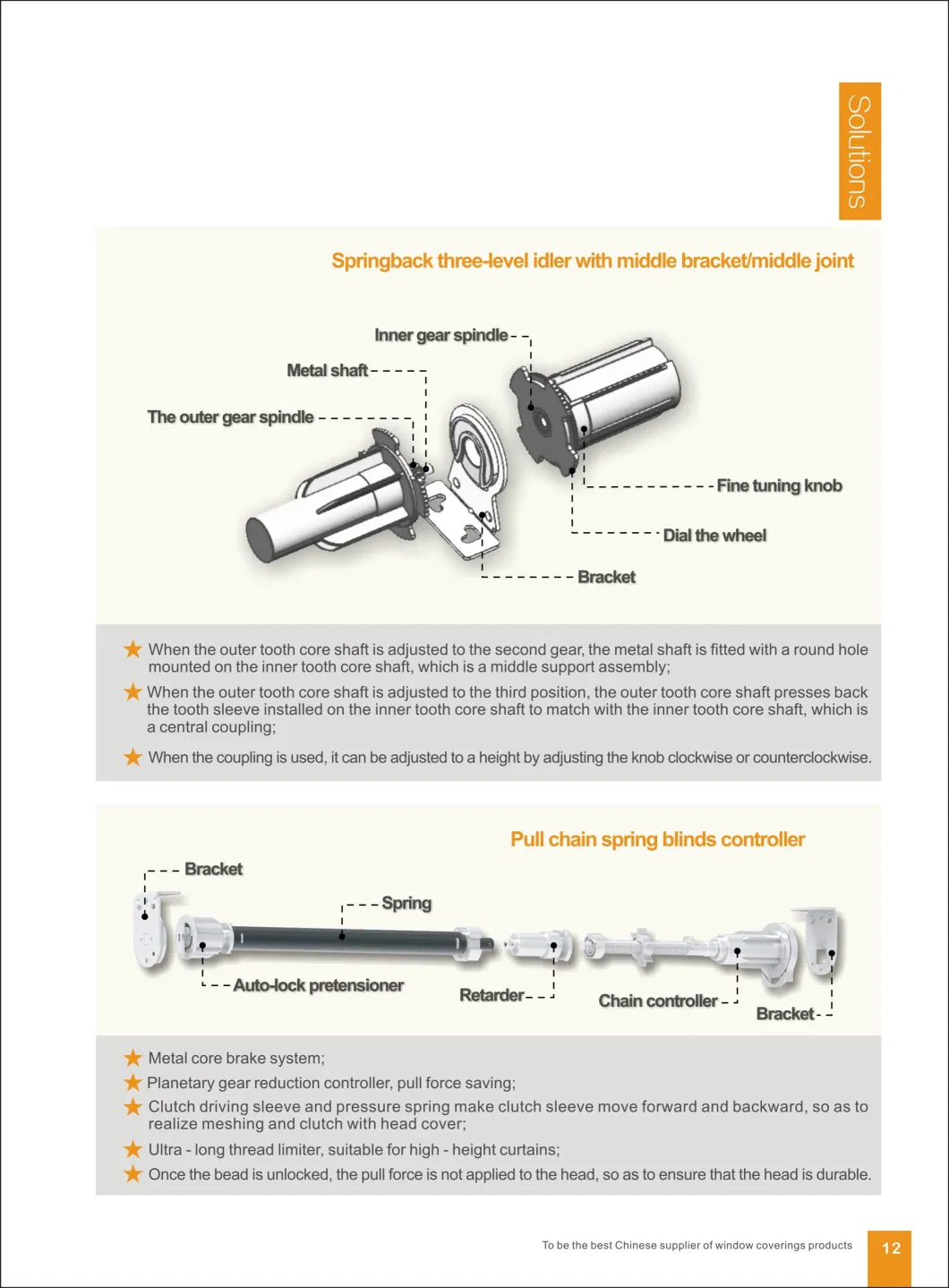 30mm Tube Window Shutter Parts Automatically Falling with Spring and Chain for Pulling