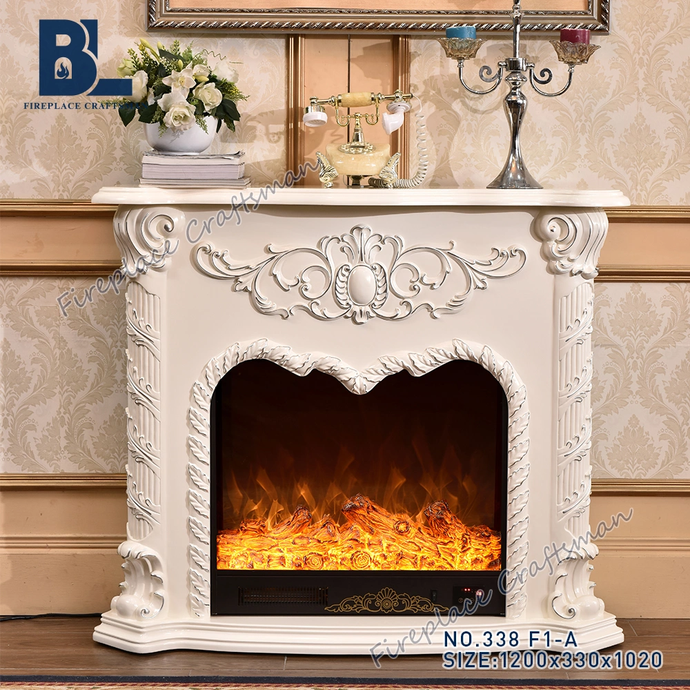White Corner Wall Mounted Wood Electric Fireplace with Heater338 F1-a