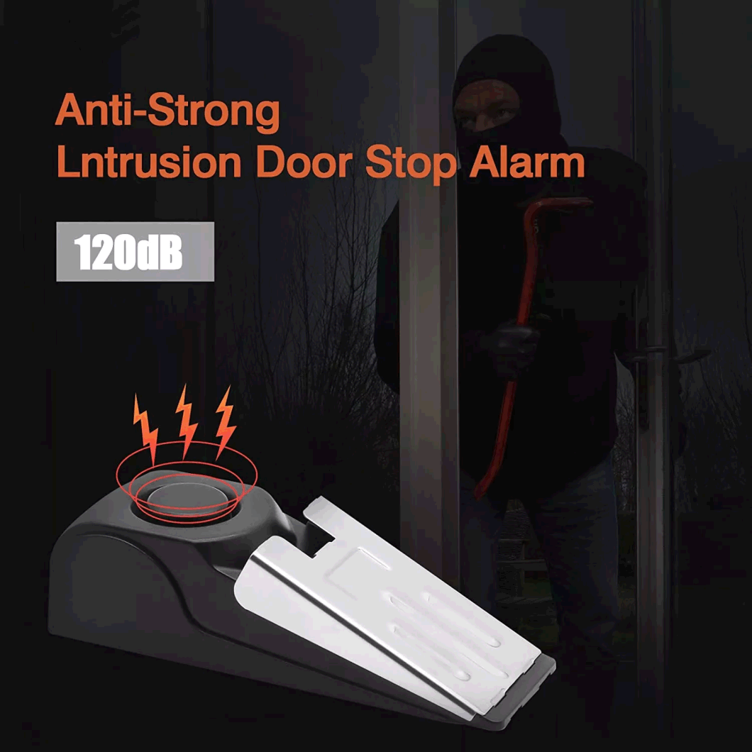 Portable Security Door Stop Alarm, Anti-Theft Hotel Safety Wedge, 125dB Siren, Hardware Accessories