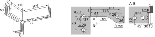 Shower Room Security Zinc Alloy/Aluminium Casting Body Glass Door Patch Fitting Bathroom Accessories