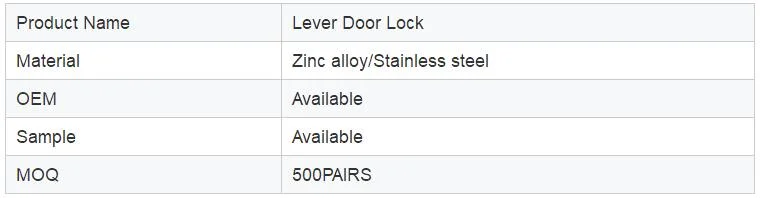 Zinc Alloy Double Sided Entry Privacy Passage Cylindrical Cabinet Tubular Lock Lever Type Doors Handle Lock