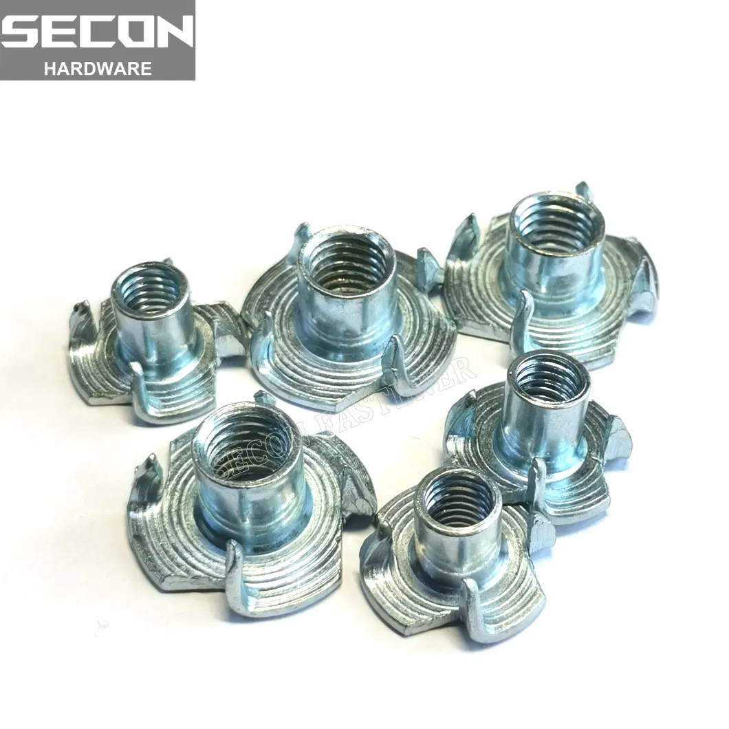 China Factory Custom Factory Price 4 Prong Tee Blind Insert Nut Furniture Nut Carbon Steel / Stainless Steel