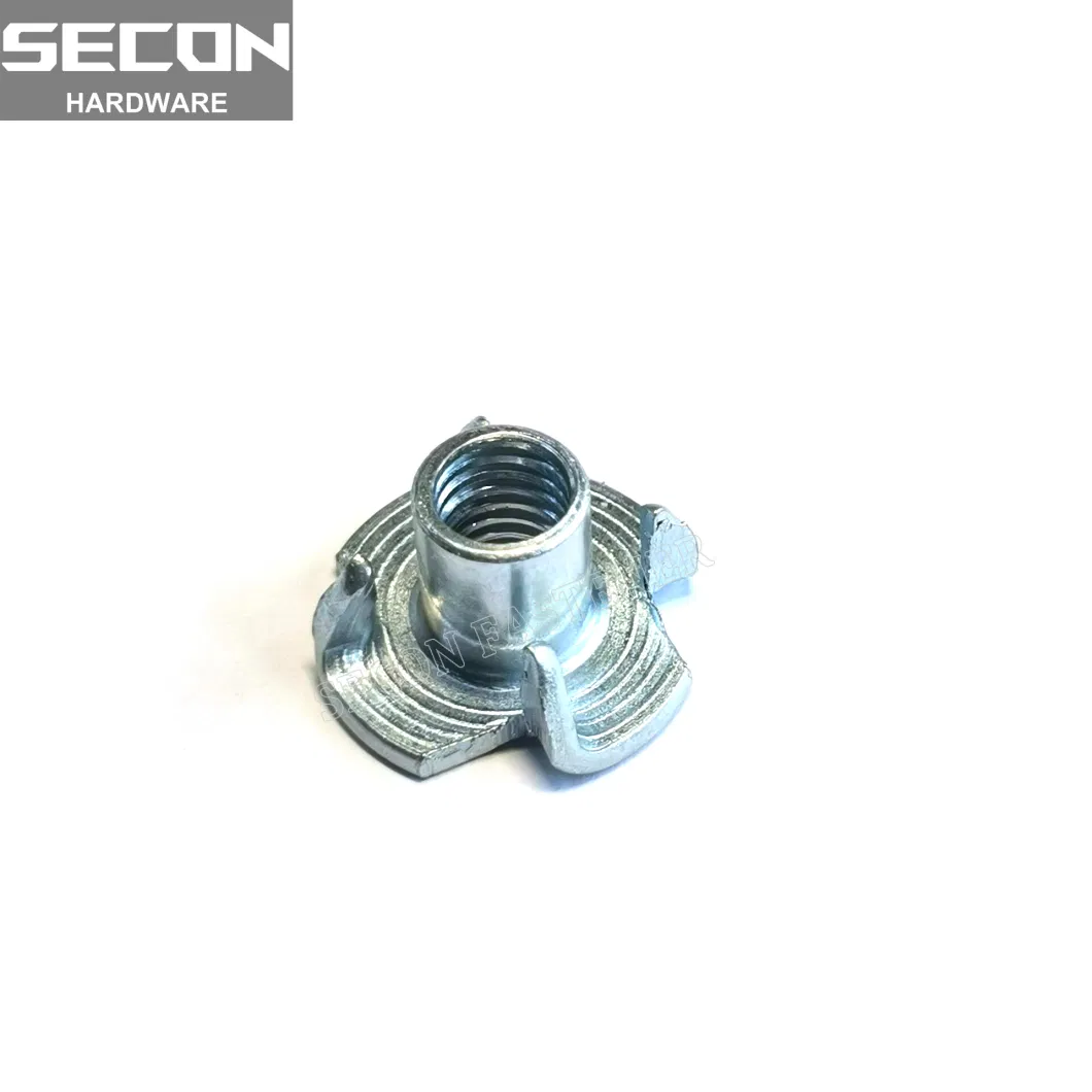 Made in China High Quality Tee Blind Nuts Threaded Insert Clean Threads Inset Nut for Wood Carbon Steel Zinc Plated