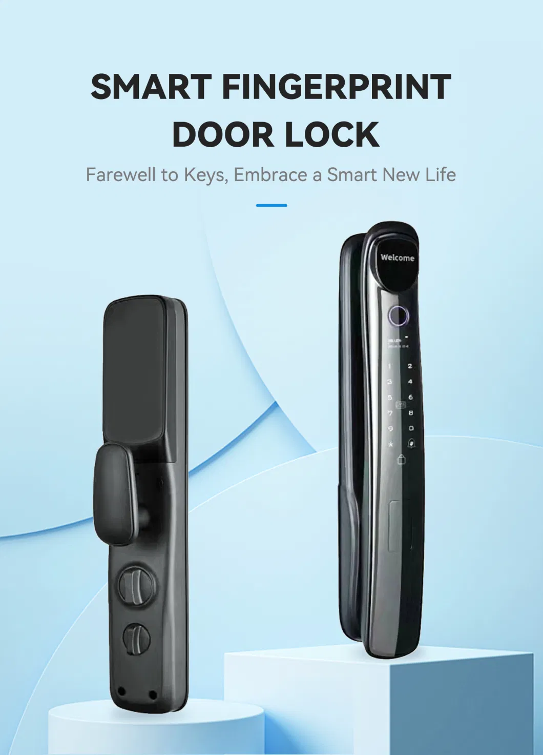 Anti-Theft Design Smart Home Emergency Backup Key Keyless Deadbolt Electronic Lock