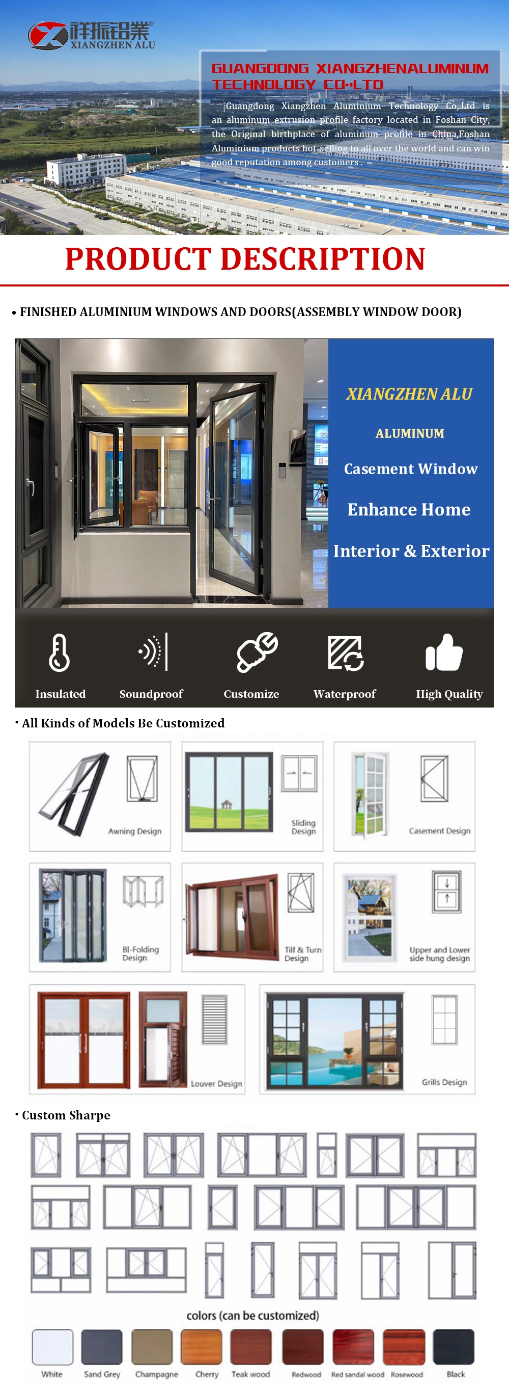 China Factory Sale Casement Swing Aluminum Thermal Break Aluminium Window with Mesh SS304 Stainless Steel Hardware Lock Baser and Hinges Window