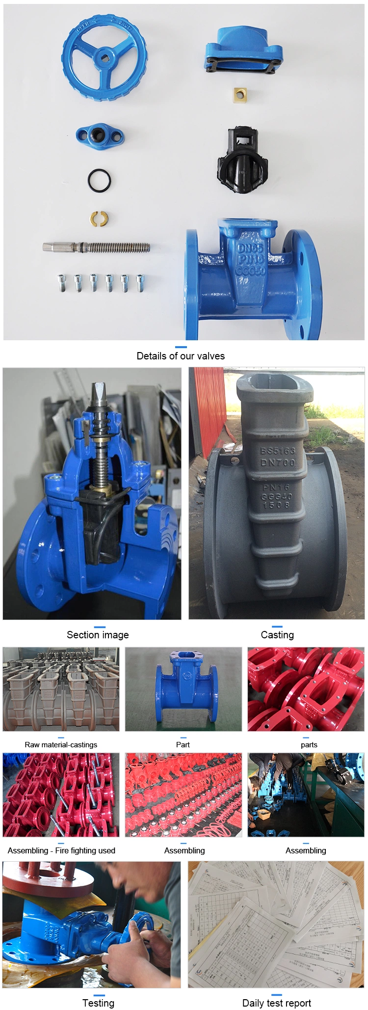 DIN3352 Ductile Cast Iron Di DN80 Pn16 Resilient Seat Hand Wheel Double Flanged Gate Valve