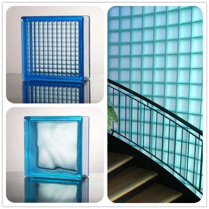 Cloudy Blue Decorative Glass Brick Block for Office Glass Partition Wall Interior and Exterior Application 17 Year Professional Reliable Glass Supplier China