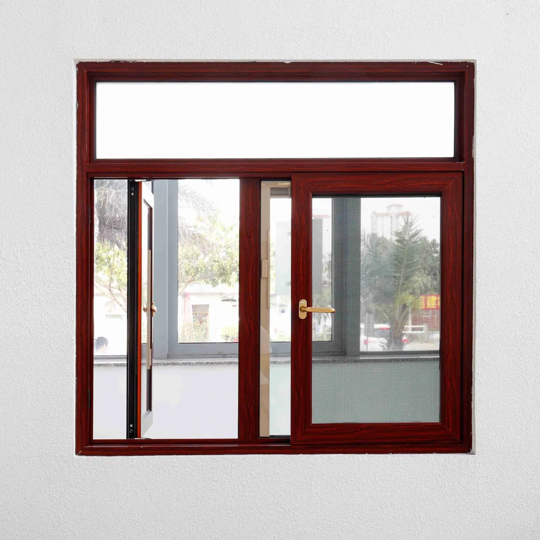 China Aluminum Factory Wood Grain Color Low E Tempered Thermal Insulation Glass Sliding/ Casement/ Hung/Sliding Folding Opening Aluminium Window