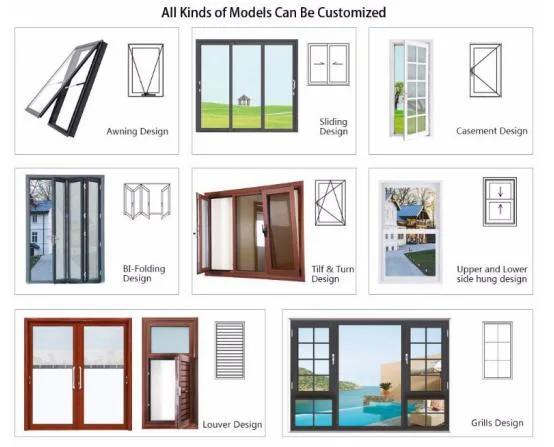 China Factory Sale Casement Swing Aluminum Thermal Break Aluminium Window with Mesh SS304 Stainless Steel Hardware Lock Baser and Hinges Window