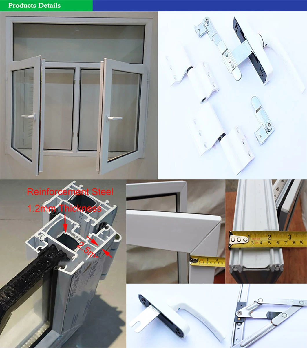House Hurricane Impact Soundproof Fibre Plastic UPVC Double Glazed Glass Awning Casement Windows From Doors and Windows Manufacturers in Foshan China