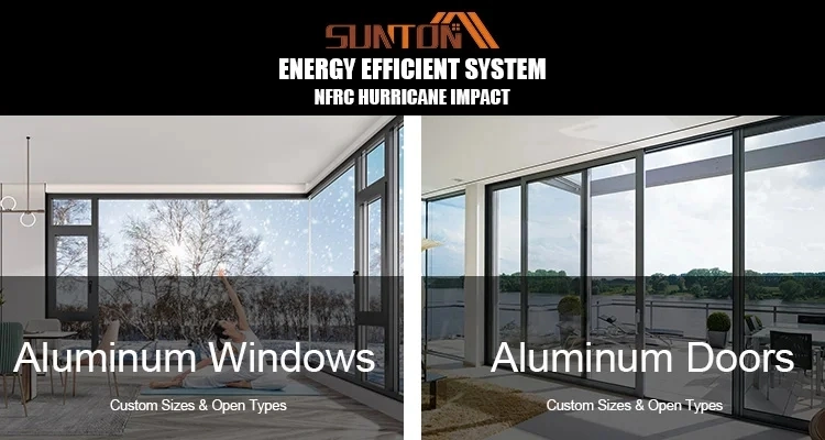 Commercial Aluminum Window and Door Frames Head Detail Office Smart Lock Triple Panel Window
