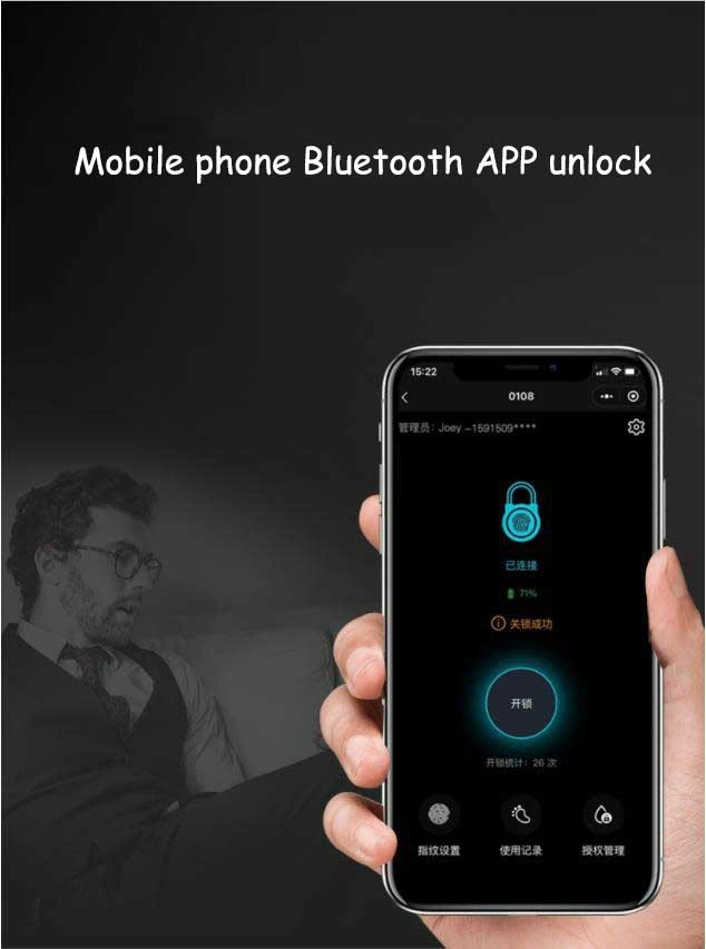 Safe Bluetooth No Drilling Biometric Fingerprint Glass Door Smart Lock