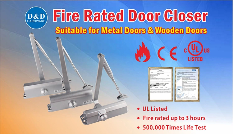 CE En1154 Adjustable Control Security Products Automatic Spring Sliding Hydraulic Swing Auto 180 Degree Aluminium Wood Commercial Fire Rated Double Door Closer