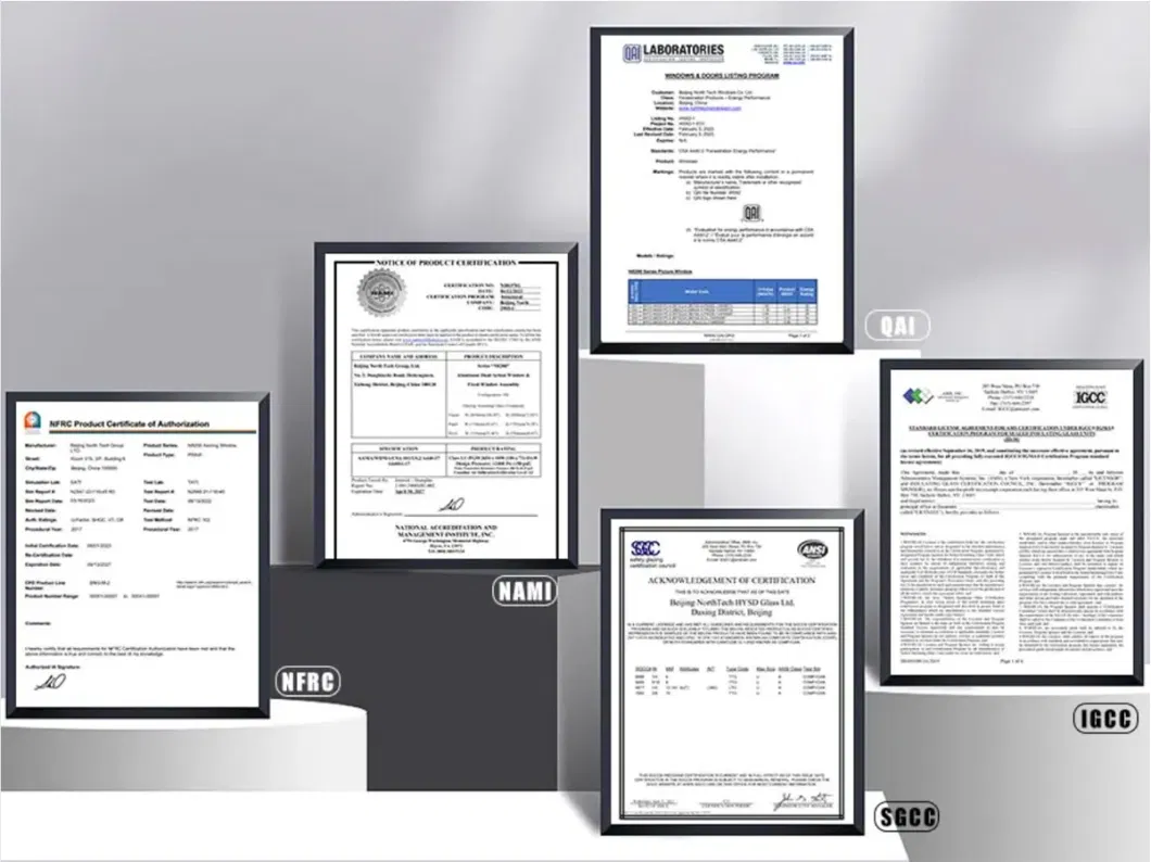 Northtech Aluminum Sliding Casement Windows with Water and Air Tightness Features with Nfrc CE Certificate