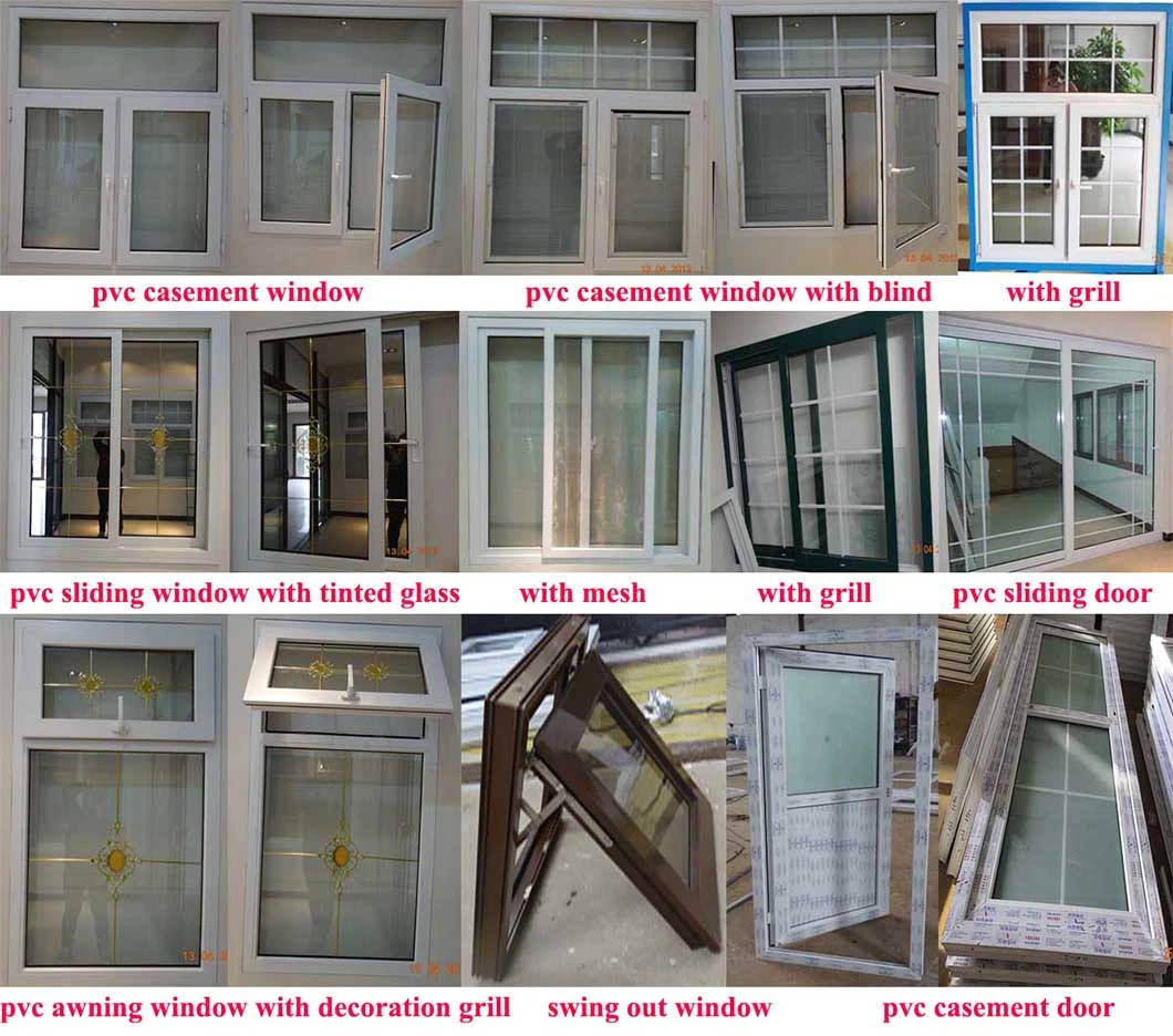 Wholesale Hurricane Impact American Style UPVC Fibre Plastic Double Glazed Stained Glass Doors and Windows Guangzhou