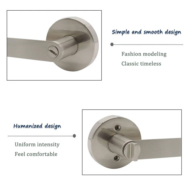 Nickel Finish Security Privacy Lever Door Handle Lock Double Cylinder Satin Entry Safety Lever Handle Lock