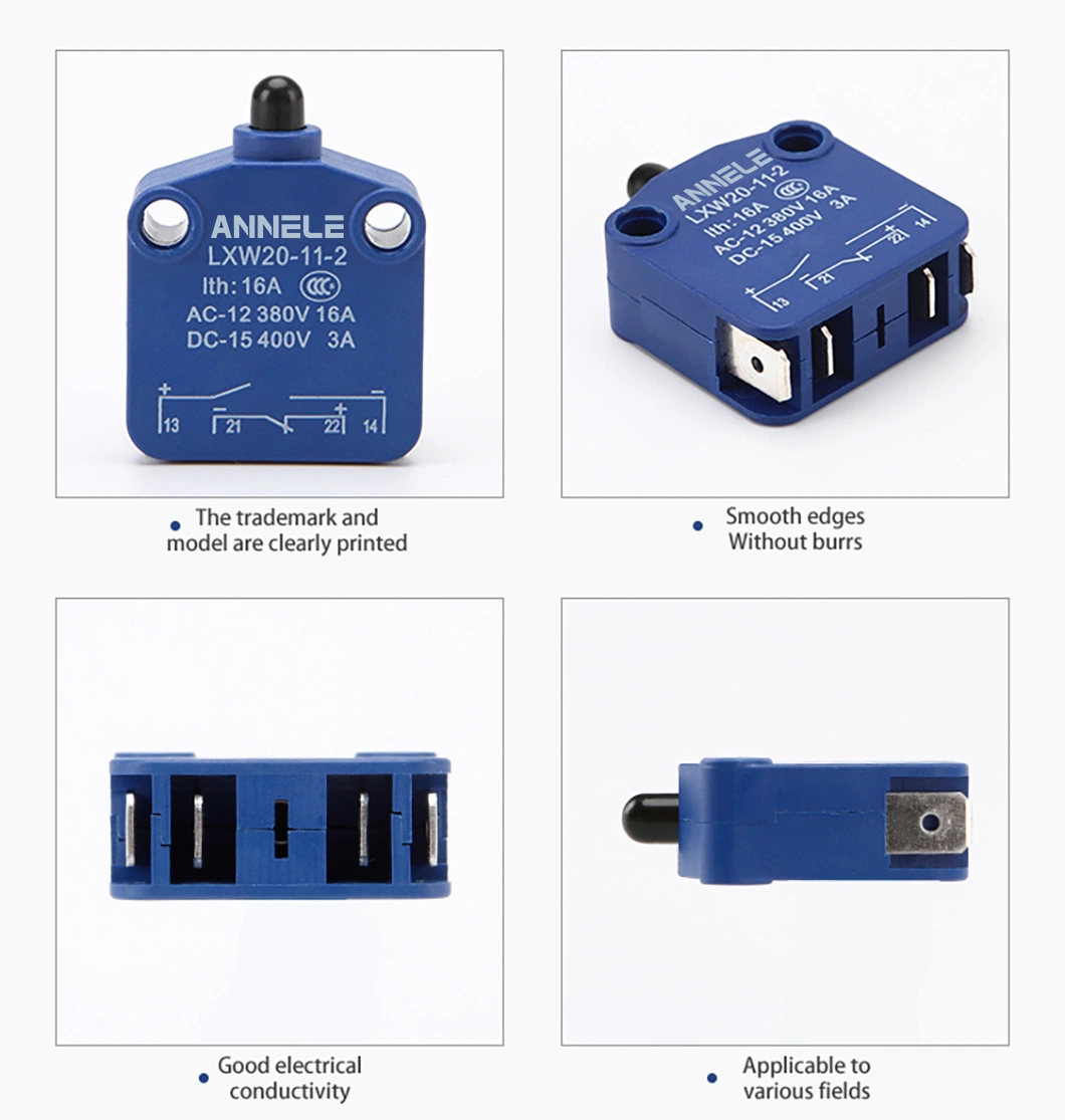 Lxw20 Customized Length Button Plunger Mini Type 4 Pins Silver Alloy Solder Terminal Magnetic Micro Switch