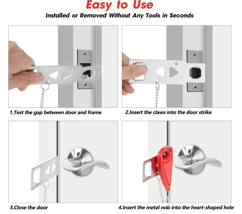 Yh2151 Portable Safety Door Lock Hotel Door Anti-Theft Lock Lock Top Door Door Padlock Anti-Theft Lock