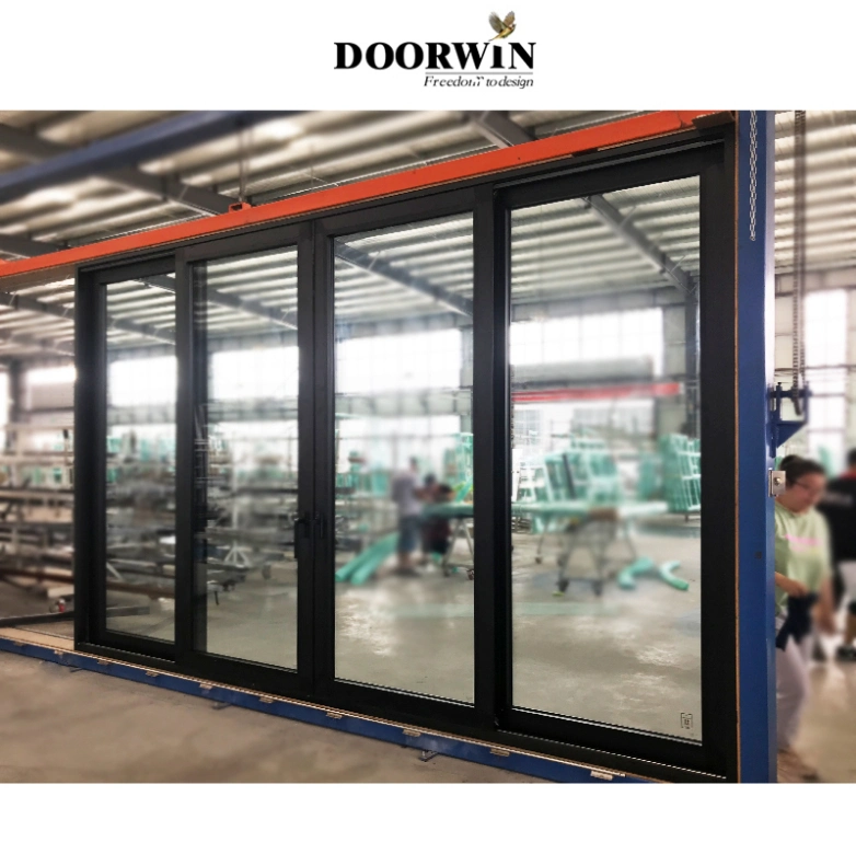 Factory Wholesale Cheap Price 4 Panel Custom French Patio Doors Slim Aluminium Frame Double Glass Exterior Patio Lift Sliding Door for Villa