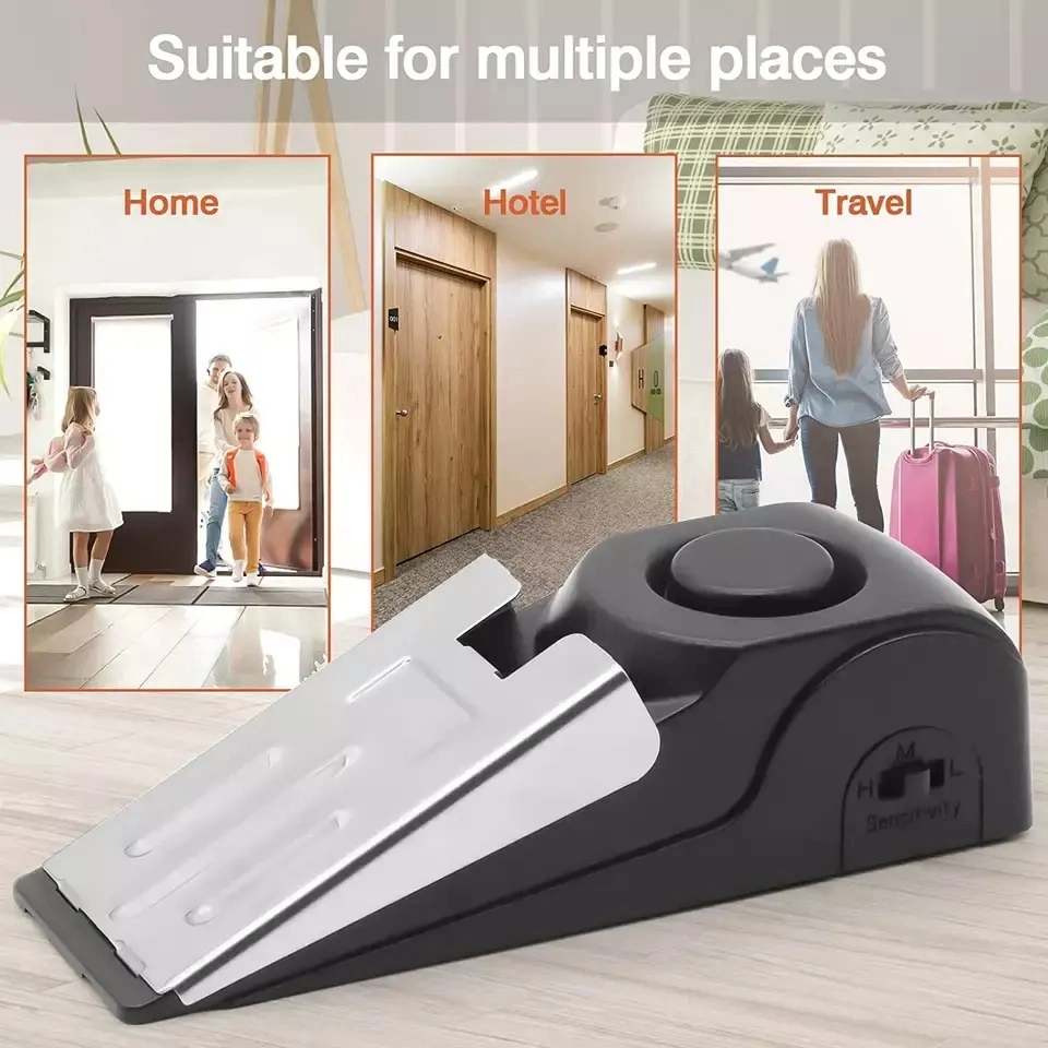 Portable Security Door Stop Alarm, Anti-Theft Hotel Safety Wedge, 125dB Siren, Hardware Accessories