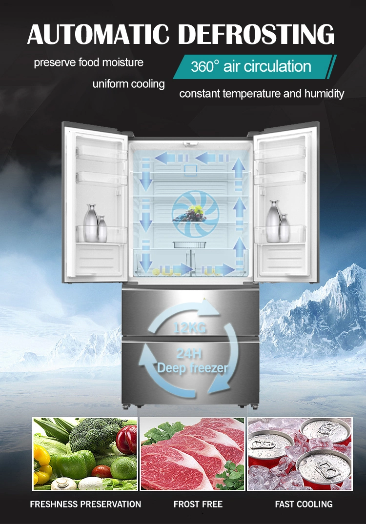 220V 60Hz 500L Side by Side No Frost French Door Inverter Refrigerator