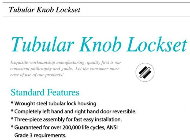 6871ss Door Lock, Tubular Knob Lock, Lockset, Hardware Top Seller