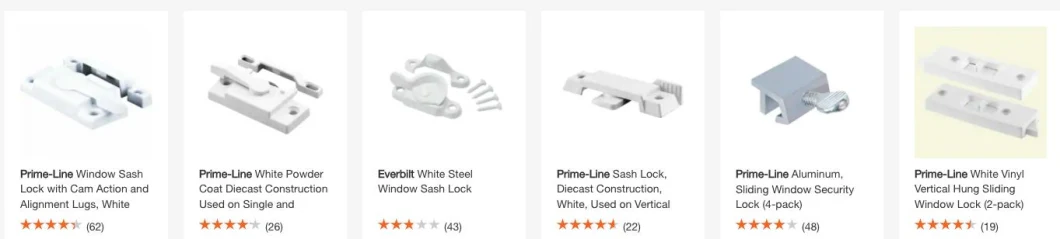 Diecast Construction White Used on Vertical and Horizontal Sliding Windows Sash Lock