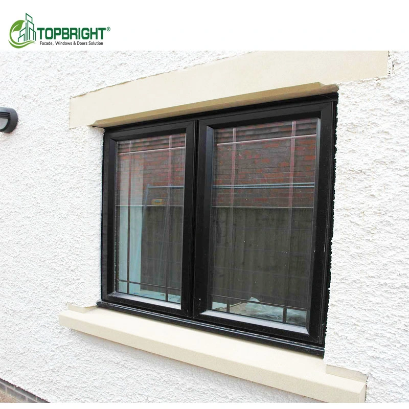 China Window Glass Black Aluminum Frame Houses Tempered Glass Casement Window with Grill Design