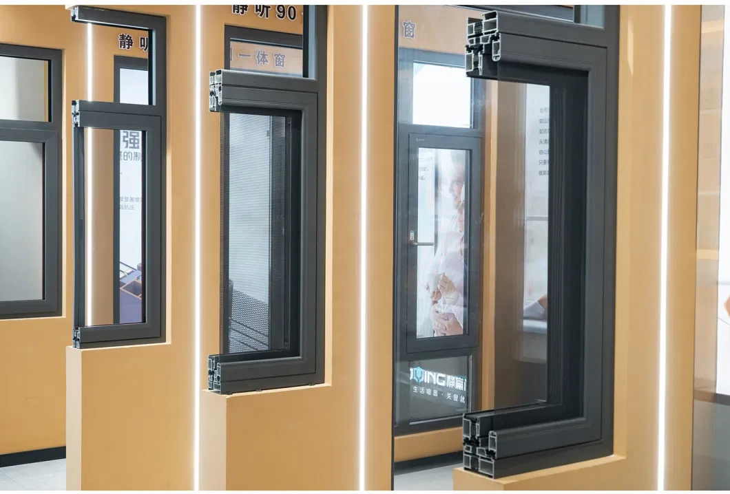 Aluminum Triple Glass Glazed Profile Swing Windows Soundproof Aluminium Casement Window