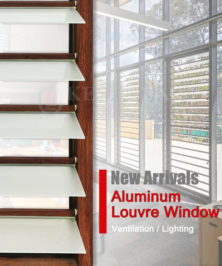 New Design Manual Ventilation Frosted Tempered Glass Aluminum Lourver Window