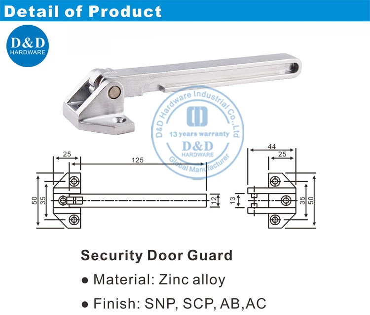 Zinc Alloy Satin Chrome High Security Door Lock Guard for Storeroom