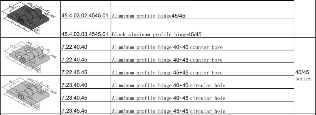 T Slot Industrial Anodizing Aluminum Alloy Profile Accessories Hardware Nylon Plastic Adjustable Door/Window Hinge